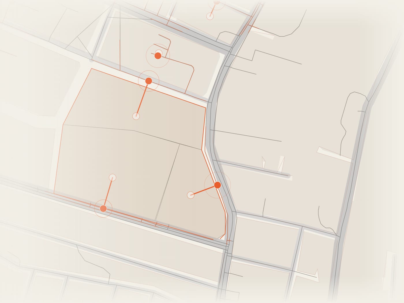 Cada punto se conecta a la red caminable más cercana