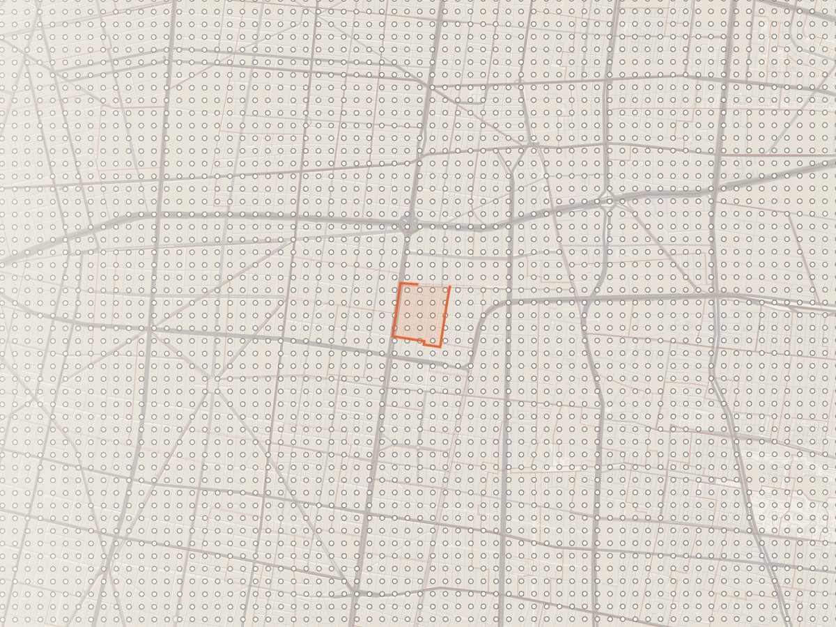 Rejilla de puntos cada 100 metros sobre la Ciudad de México
