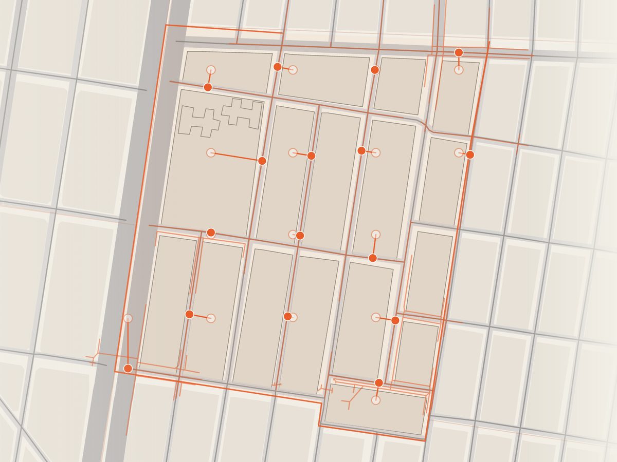 Cada punto se conecta a la calle más cercana